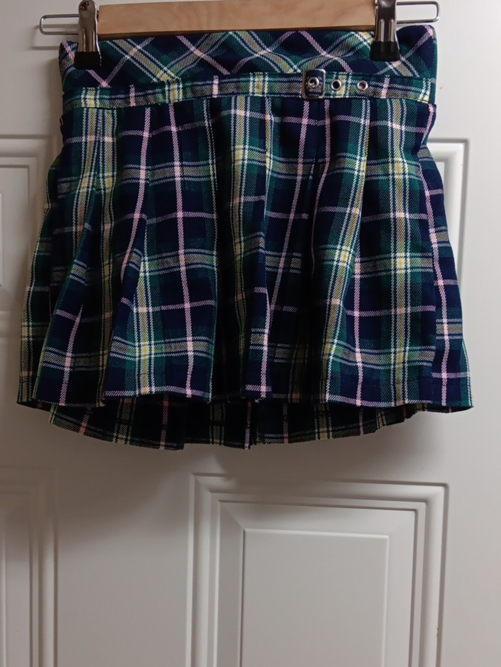 Limited Too Navy Plaid Mini Skirt with Pink and Yellow Accents